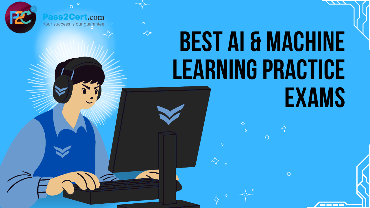 A professional preparing for AI and machine learning certification using practice exams and online mock tests.