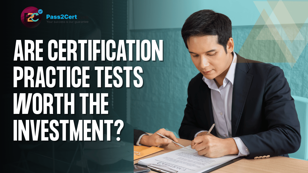 Students and professionals using online certification practice tests to prepare for exams.
